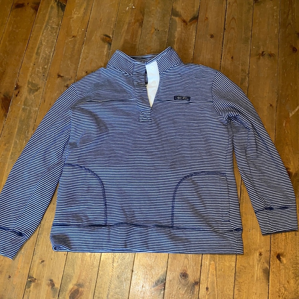 State of mind Blue and white striped size small v-neck sweatshirt